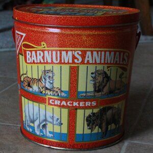 Vintage Nabisco 1991 Barnum's Animal Crackers Storage Tin Bucket